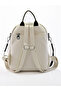 Women's Cream Faux Leather Backpack with Multiple Compartments for Daily Use and Shoulder Strap - 3