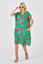 Women's Patterned Summer V-Neck Midi Length Short Sleeve Dress 12C-2415 - 4