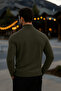 Men's Basic Winter Half-Throat Long Khaki Sweater - 3