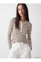 Lcw Everyday Brown Crew Neck Striped Women's Bodysuit