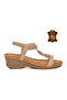 Women's Beige Embroidered Ethnic Patterned Padded Sole Stylish Sandals B112 Z - 3