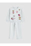 Gray Printed Girls' Thick Tracksuit Set