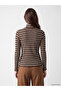 Esvab • Modern & Distinctive Stand Collar Striped Women's Bodysuit - 5