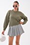 Women's Crew Neck Ribbed Knit Sweater 265162 - - 2