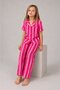 Girl's Striped Nightgown Pink Pajama Set - 5