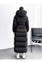 Women's Black Long Inflatable Coat with Hood Oversized Full Length Coat - 3