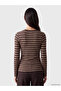 Lcw Everyday Brown Crew Neck Striped Women's Bodysuit - 4