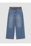 Lcw Jeans Indigo Wideleg Women's Jean Pants with Belted Waist - 5