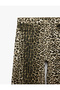 Zipper Pocket Buttoned Regular Waist Straight Leg Leopard Trousers - 3