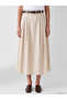 Alita City Lcw Everyday Beige Plain Midi Women's Skirt with a Difference - 2