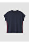 Two Mt Shop Quality Lcw Everyday Navy Blue Diving Fabric Plain Oversize Short Sleeve Women's T-Shirt - 6