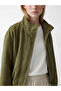 Xside Khaki Stand Collar Suede Look Women's Jacket - 4