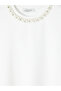 Lcw Everyday White Crew Neck Beaded Embroidered Blouse - 7