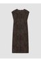 Gencc Quality Lcw Everyday Brown Diver Fabric Leopard Tight & Slim Oval Neck Midi Dress - 6