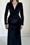 Black Rose Dress with Slit Front - 2