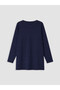 Two Mt Shop Quality Lcw Curve Navy Blue Combed Cotton Plain Standard & Regular Long Sleeve Women's T-Shirt - 5