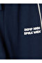 Navy Blue Boys' Printed Striped Sweatpants - 2