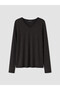 Two Mt Shop Quality Lcw Everyday Black Plain Standard & Regular Long Sleeve Women's T-Shirt - 5