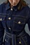 Navy Blue Gold Button Detailed Belted Suit - 2