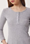 2-Pack Snap Fastener Ribbed Knitted Blouse Lrn0061 Gray Melange Brown - 6
