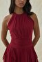 Burgundy Halter Neck Lined Dress - 2