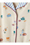 Lcw Dream Ecru Shirt Collar Printed Women's Pajamas Set - 8