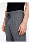 Anthracite Regular Fit Plaid Men's Pajama Bottoms - 3