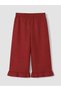 Alita City Red Straight Standard & Regular Wide Leg Girls' Pants with a Difference in Color
