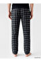 Black Regular Fit Plaid Men's Pajama Bottoms - 4