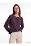 Lcw Grace Plum Tie Collar Embroidered Blouse