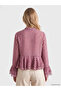 Quality Pieces from Çelebi Store Tie-Back Roba Collar Checked Embroidered Ruffle Chiffon Blouse - 5