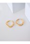 Gold Color Domed Wide Hoop Earrings - 2