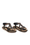 Women's Black Stone Embroidered Ankle Strap Comfortable Soft Sole Stylish Sandals 4056 - 4