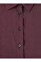 Two Mt Shop Quality Lcw Modest Burgundy Plain Standard & Regular Shirt Collar Long Shirt Dress - 6