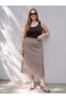 Trendlucky Plaid Patterned A-Line Skirt with Elastic Waist with a Difference in Color