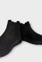 Men's Non-Slip Rubber Sole Elastic Zippered Genuine Leather Boots Black - 3