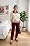 Shirt Collar Floral Pattern Sweater-Pants Women's Knitwear Set - 2