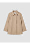 Lcw Modest Beige Shirt Collar Oversize Women's Trench Coat - 6