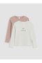 Lcw Kids Gray Crew Neck Glitter Girls' 2-Piece T-Shirt