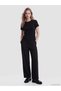 Two Mt Shop Quality Lcw Vision Black Combed Cotton Plain Super Skinny & Extra Narrow Short Sleeve Women's T-Shirt