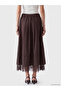 Alita City Lcw Modest Brown Gabardine Plain Midi Women's Skirt with a Difference - 4