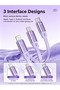 100W Retractable 3-in-1 Fast Charging Cable, 480Mbps Data Sync, Lightning Micro USB Type-C Multi-Port Charge Cord for Smartphones - 4