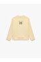 Long Sleeve Bowknot Printed Three-Thread Ribbed Crew Neck Sweatshirt