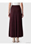 Lcw Modest Burgundy Elastic Waist Hair Braid Patterned Knitwear Skirt - 4