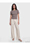 Two Mt Shop Quality Lcw Vision Brown Combed Cotton Plain Super Skinny & Extra Narrow Short Sleeve Women's T-Shirt - 2
