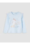 Alita City Lcw Kids Blue Combed Cotton Printed Standard & Regular Long Sleeve Girl's T-Shirt with a Difference - 2