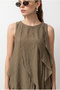 Women's Khaki Katkat Asymmetrical Flywheel Detailed Lined Long Chiffon Dress 4252 60286456 - 5