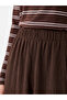 Lcw Vision Brown Women's Elastic Waist Textured Pants - 3
