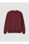 Xside Claret Red Crew Neck Detroit Printed Men's Thick Sweatshirt - 7