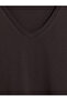 Two Mt Shop Quality Lcw Curve Brown Combed Cotton Plain Standard & Regular Short Sleeve Women's T-Shirt - 5